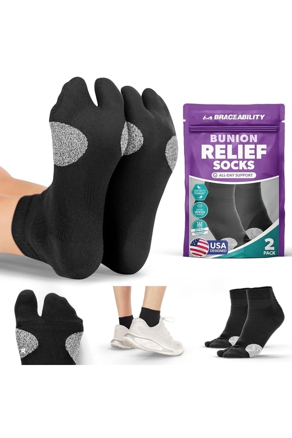 Bunion Relief Socks, Split Toe Compression for Bunion Pain Relief and Toe Alignment, 1 Pair, Small