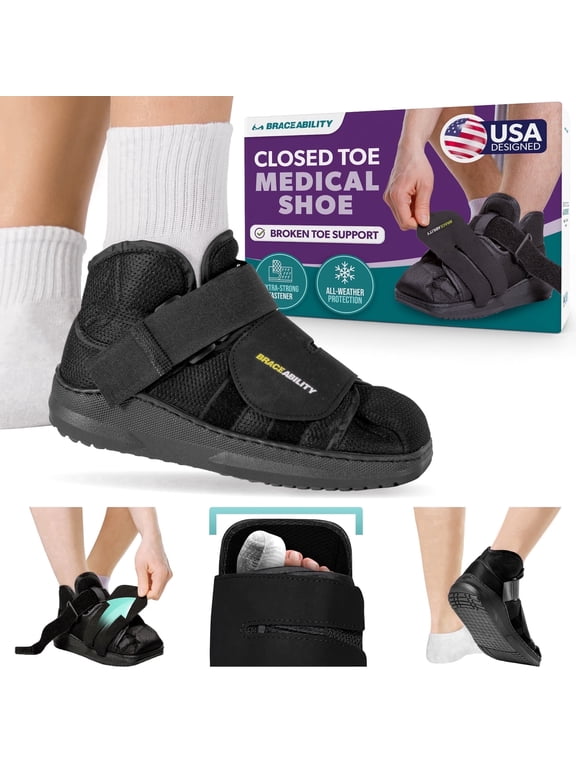 Post Op Closed Toe Medical Walking Boot, Black, xl