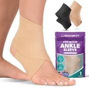BraceAbility Lightweight Compression Ankle Sleeve, Beige, XXL