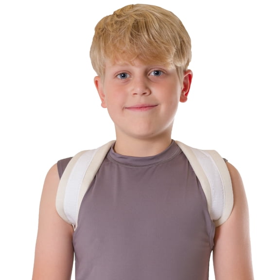 BraceAbility Posture Corrector Brace for Men and Women, Figure 8 Clavicle Support, White, Small