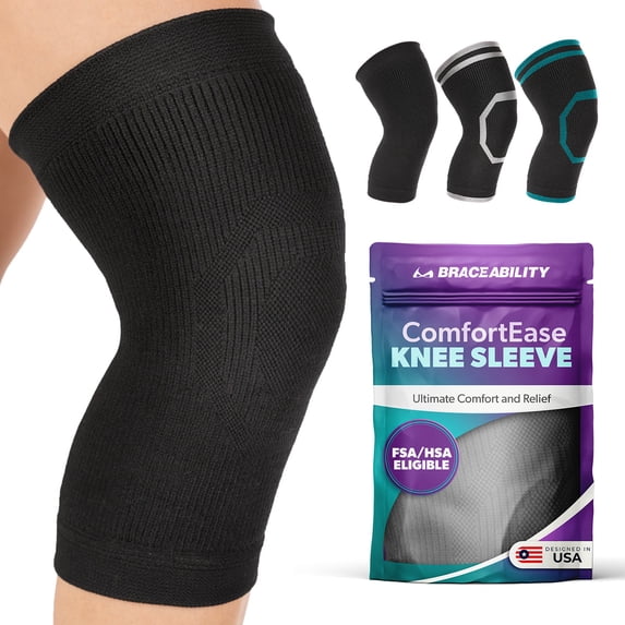 BraceAbility Knee Compression Sleeve for Women and Men, Comfortable ...