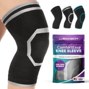 BraceAbility Knee Brace Compression Sleeve for Women and Men, Soft Non-Slip Warming Support for Arthritis, Swelling and Pain, XL, Black / Gray