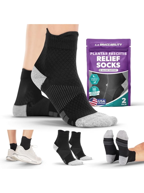Plantar Fasciitis Compression Socks, Closed Toe, Heel and Arch Support, 1 Pair, Medium