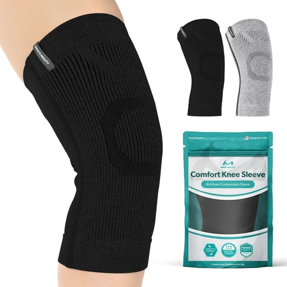 BraceAbility Knee Compression Sleeve - Lightweight Knit Support for Arthritis Pain, Meniscus Injuries, Swelling & Sports Recovery (XL/2XL, Black)