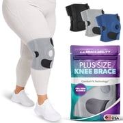 BraceAbility Plus Size Open Patella Knee Brace for Women and Men, Big Thighs, Breathable Perforated Neoprene, 2XL 3XL, Gray