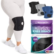 BraceAbility Plus Size Open Patella Knee Brace for Women and Men, Wrap-Around Fit for Big and Tall, Arthritis, 3XL 4XL, Black