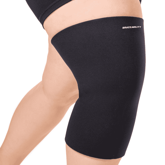 BraceAbility Plus Size Neoprene Knee Compression Sleeve 4XL Wide, Black