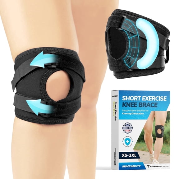 BraceAbility Patellar Tracking Knee Brace, Adjustable, Black, S