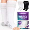 thumbnail image 1 of BraceAbility Wide Calf Knee High Diabetic Compression Socks, 20-30 mmHg Over the Calf Neuropathy Socks for Swollen Legs, White, XL/2XL Wide, 1 Pair, 1 of 7
