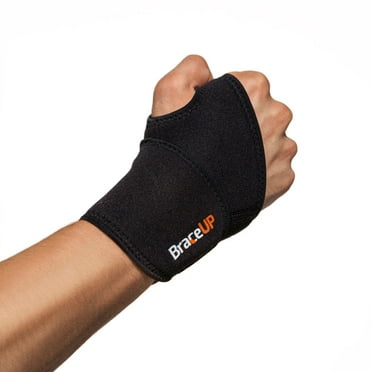 BraceUP Adjustable Wrist Wrap - Workouts Wrist Band, Carpal Tunnel Compression Wrist Brace (Black)