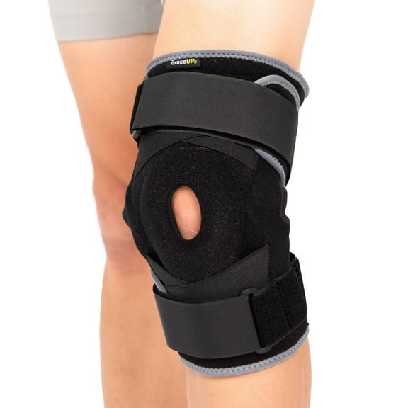 BraceUP Hinged Knee Brace for Pain Relief Adjustable Stabilizer for Men and Women (L/XL)