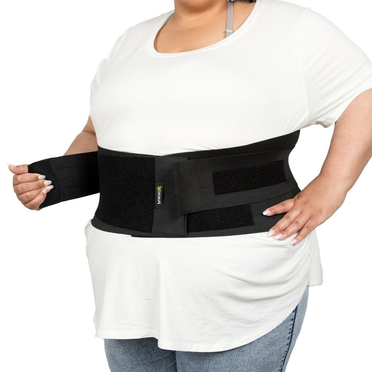 Braceability Plus Size Women's Back Brace for Female Lower Back Pain | XXL Ladies White Lumbar Compression Support Belt - 2XL