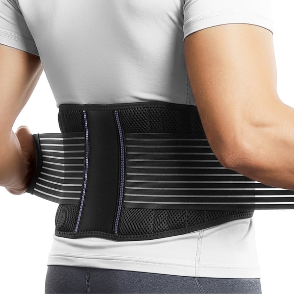 BraceUP Lumbar Back Brace with Dual Adjustable Straps – Lower Back Support Belt with Breathable Mesh Panels (XXL)