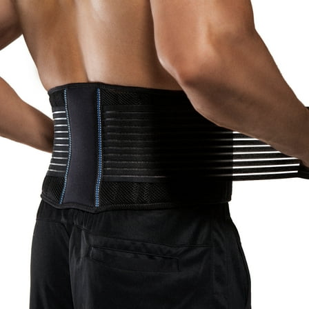 BraceUP Lumbar Back Brace with Dual Adjustable Straps – Lower Back Support Belt with Breathable Mesh Panels (L/XL)