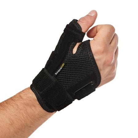 BraceUP CMC Thumb Spica Splint – Adjustable Hand Stabilizer for Arthritis and Tendonitis Relief (Black, Both Left Right Hand)