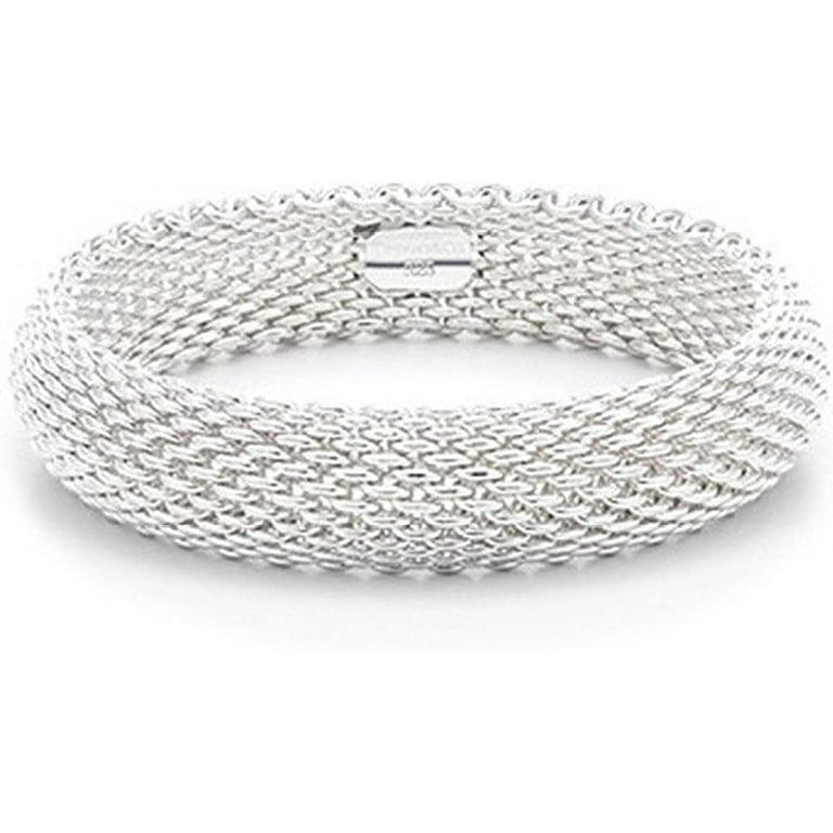 Bracelet 925 Sterling Silver Plated Jewelry Sideway Big Flat