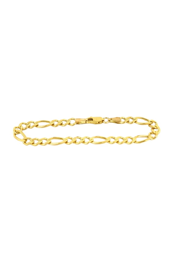 Bracelet/ Anklet Real 10K Yellow Gold Hollow Figaro Men/Women 3.5mm, 7" to 10"