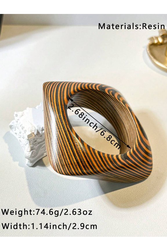 Bracelet Big Four Striped Pattern Wide Cuff