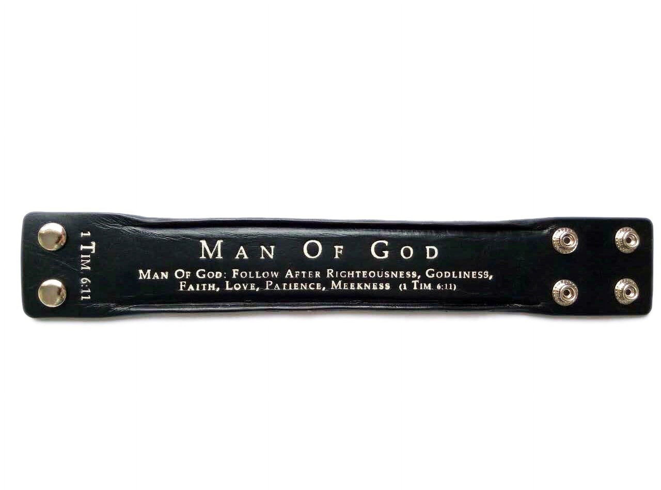 SPIRIT AND TRUTH JEWELRY Bracelet-Black Leather-Man Of God (Mens) (9")