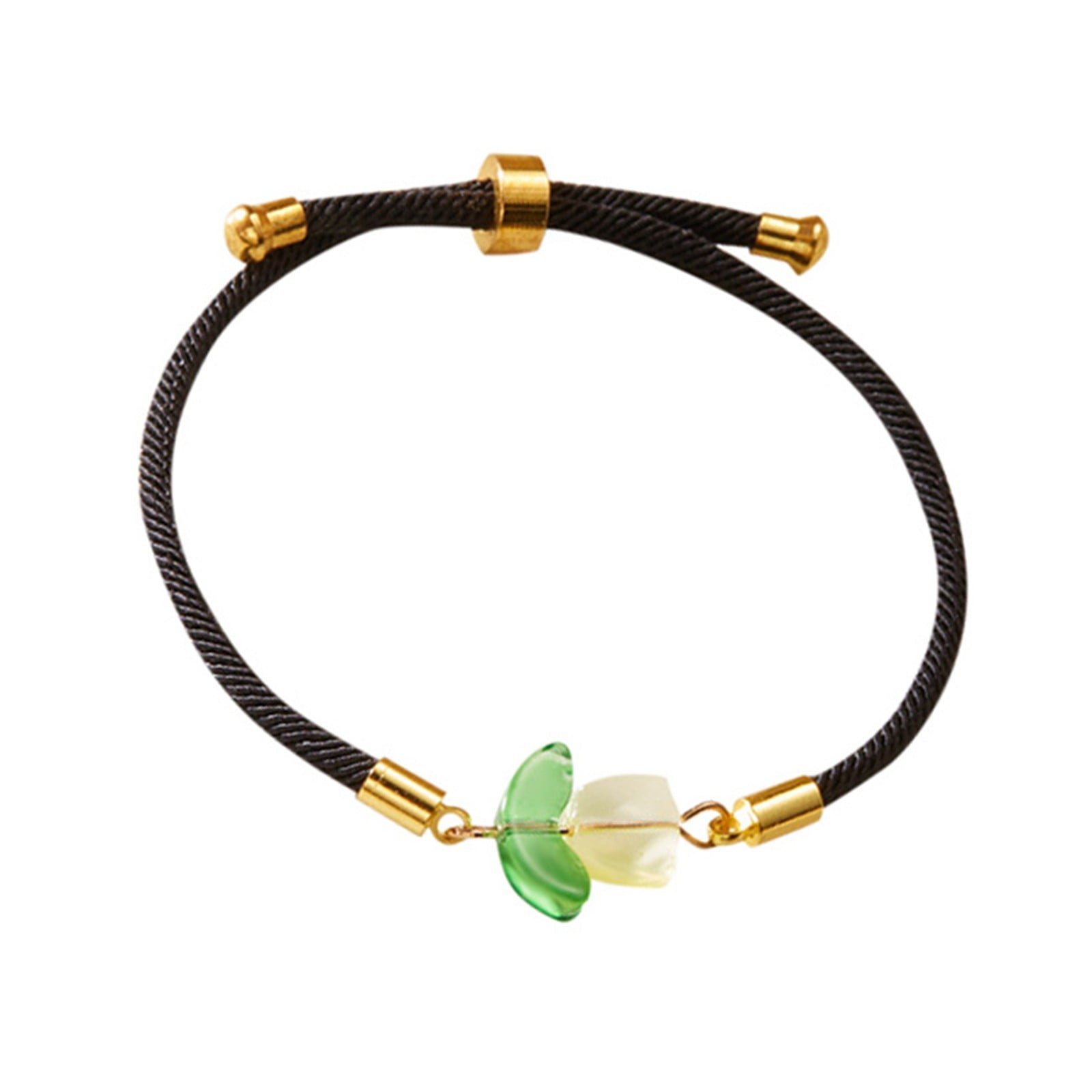Bracelet Black String Pull Type Flower Adjustable Flower Bracelet Day