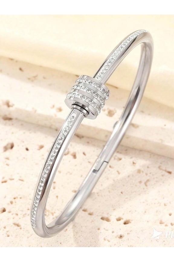 Bracelet C 1 Piece Stainless Steel Rhinestone Bangle Bracelet C - Single