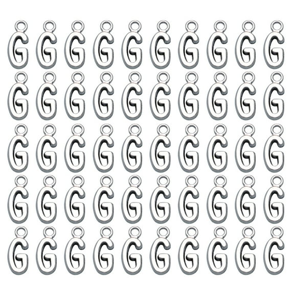 UEETEK Initial Pendant Antique Silver Alloy 50Set