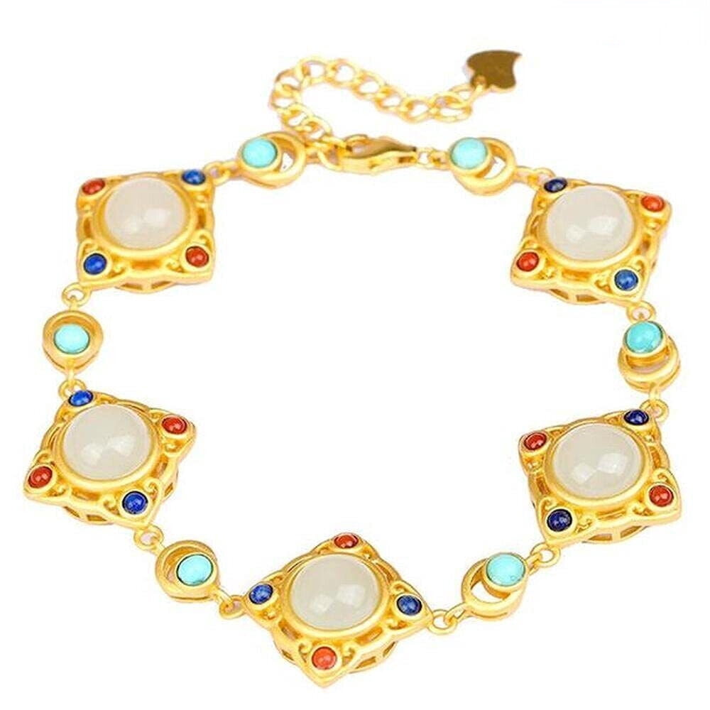 Bracelet Chinese Retro Women Crafts Jewelry Creative Natural White Jade
