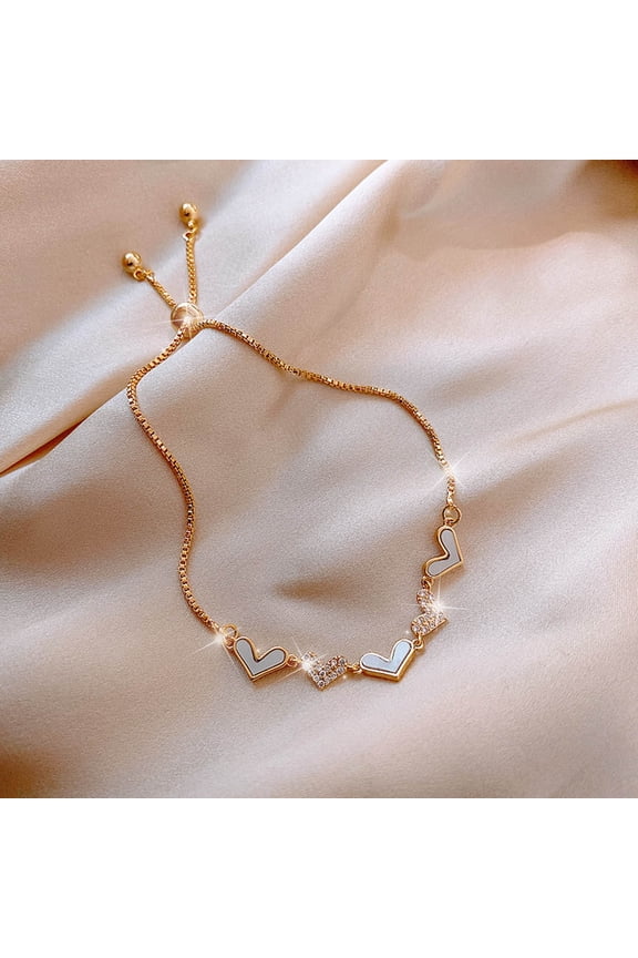 Bracelet Copper Inlay Jewelry Female Love Hearts Design Gold Bracelet For Women bracelet making kit for girls, 14PCS