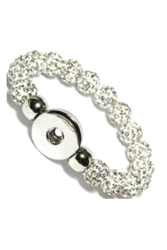 Choose Color | Bead Stretch Bracelet Snap Jewelry, White, Fits 18MM 20MM Ginger Charm Buttons