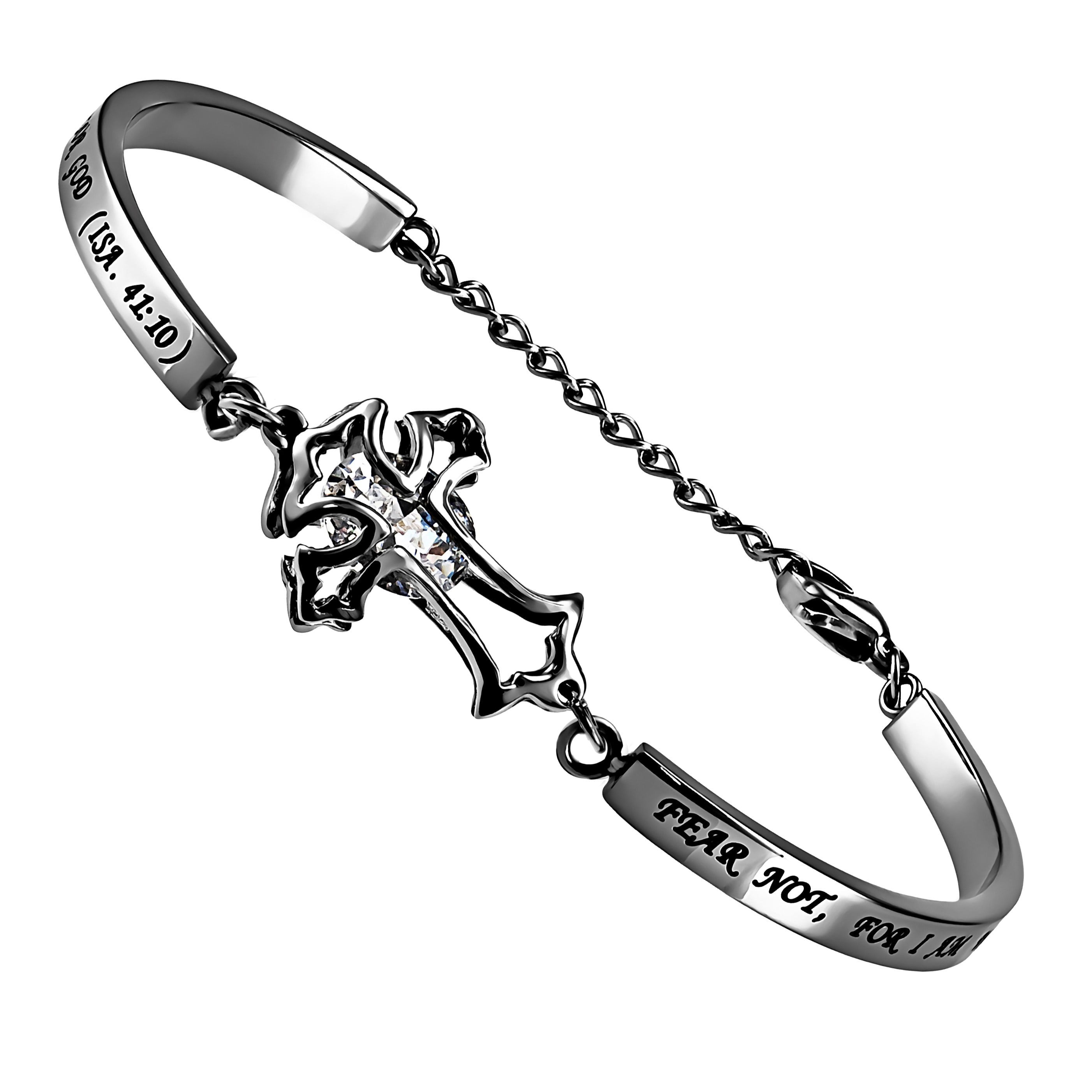 SPIRIT AND TRUTH JEWELRY Bracelet-Cz Girl's Cross-Fear Not (Womens) (7")