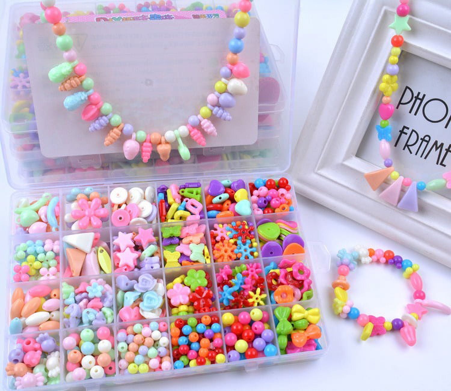 DIY Acrylic Beads Bracelet Making Kit, Girls' Lovely Cute Bracelet Necklace  Jewelry Making Kit, DIY Bulk Acrylic Vintage Turquoise Beads Jewelry Makin