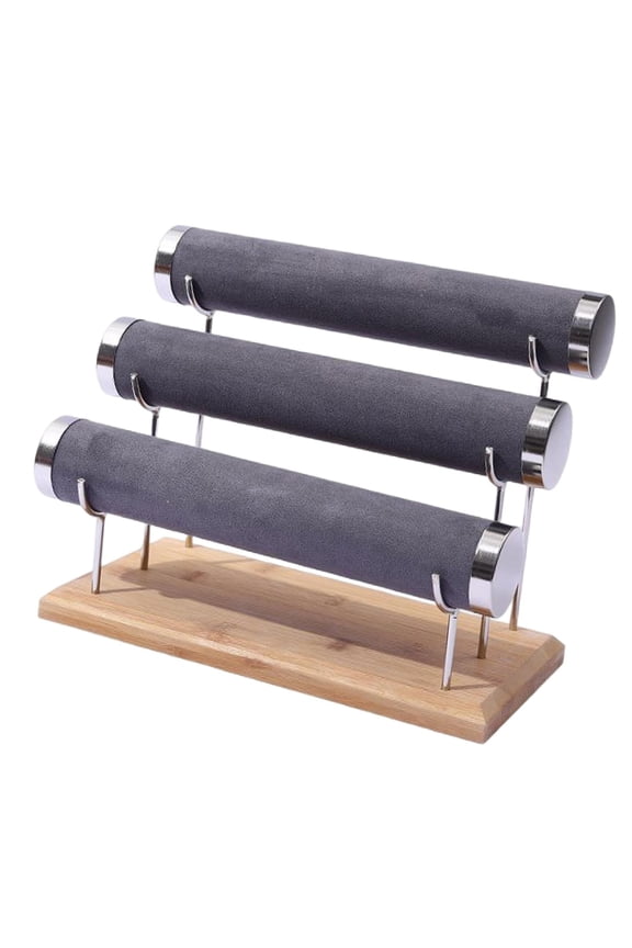 Bracelet Display Stand with Wooden Base bar Vertical Bangle Holder for Watch Desktop Hanging Organization Women Girl , 3 level