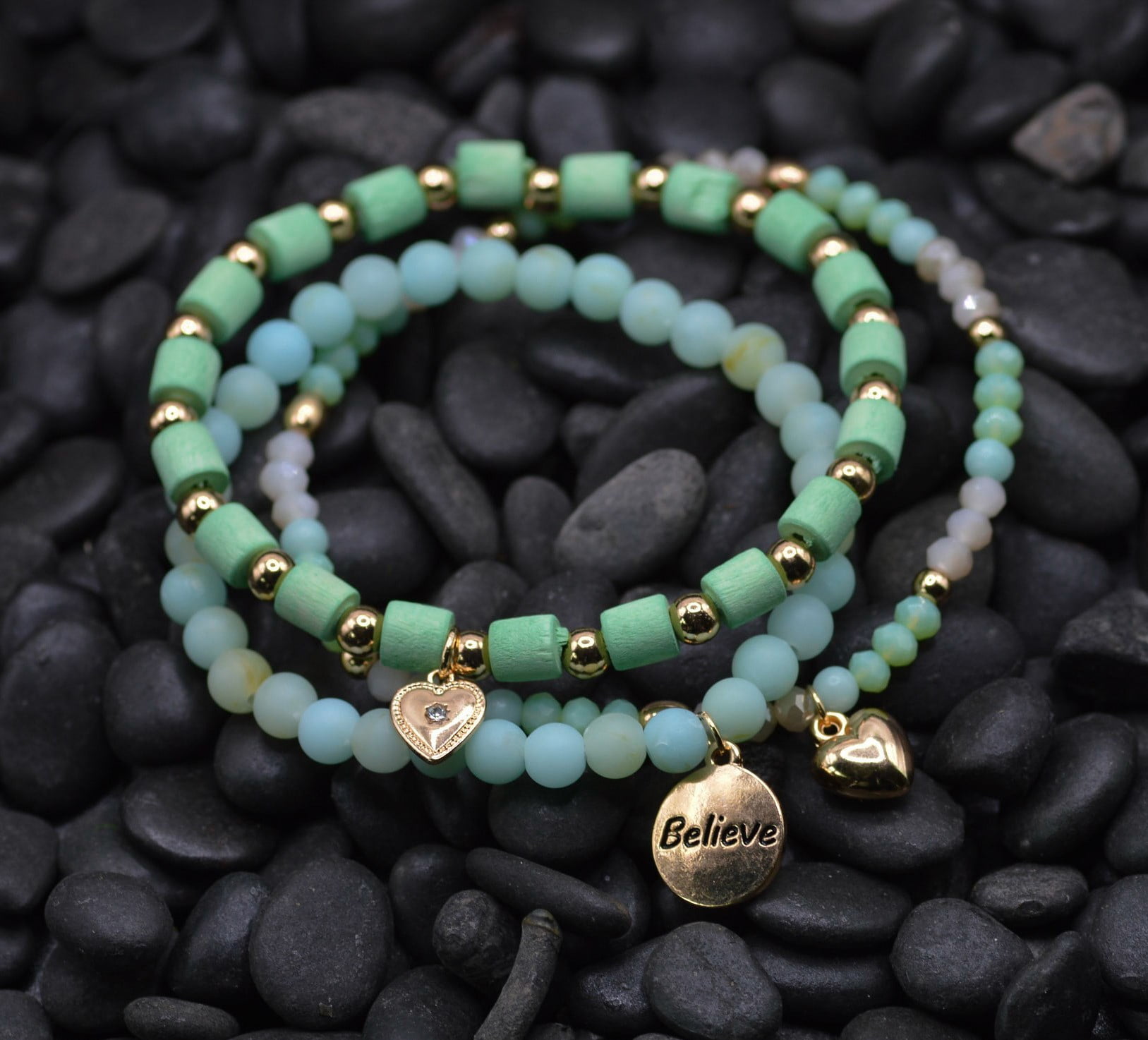 JAMES LAWRENCE COMPANY Bracelet-Eden Merry-Beaded-Believe-Gold