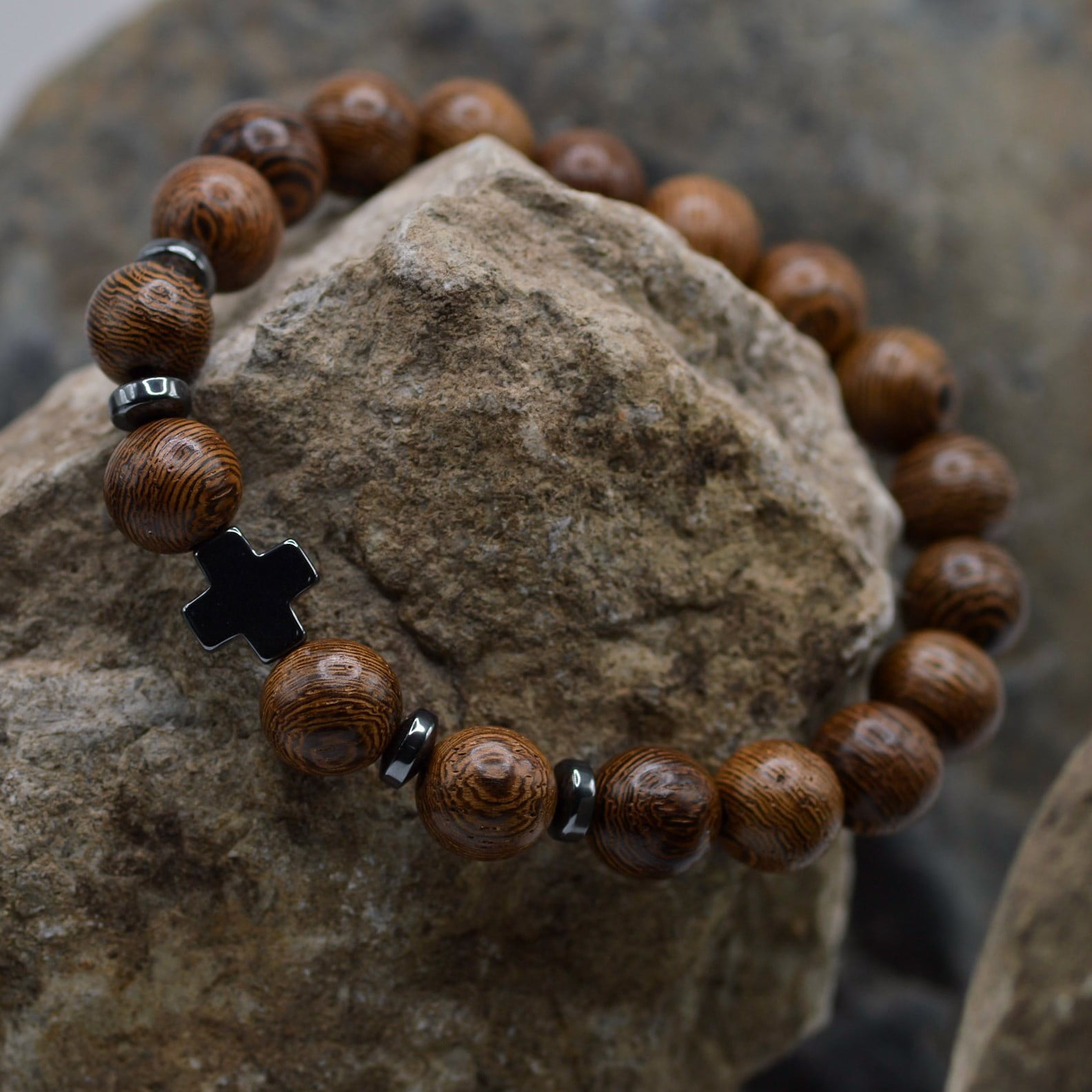 JAMES LAWRENCE COMPANY Bracelet-Eden Merry-Beaded-Cross-Wood