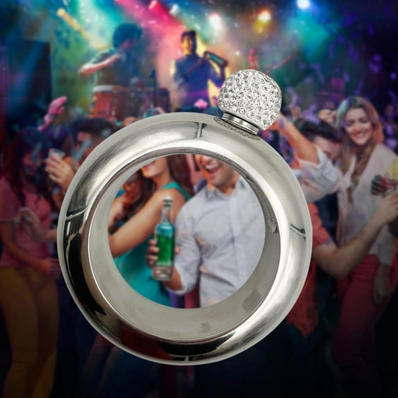 Bracelet Flask for Women, 304 Stainless Steel Bangle Flask, Creative Decorative Bracelet Flask with Rhinestone Lid Party Flask Gift for Women Girls Birthday Party