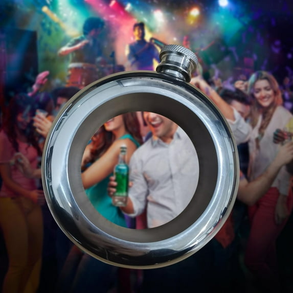 Bracelet Flask for Women, 304 Stainless Steel Bangle Flask, Creative Decorative Bracelet Flask with Rhinestone Lid Party Flask Gift for Women Girls Birthday Party