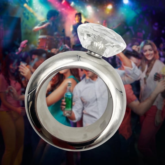 Bracelet Flask for Women, 304 Stainless Steel Bangle Flask, Creative Decorative Bracelet Flask with Rhinestone Lid Party Flask Gift for Women Girls Birthday Party