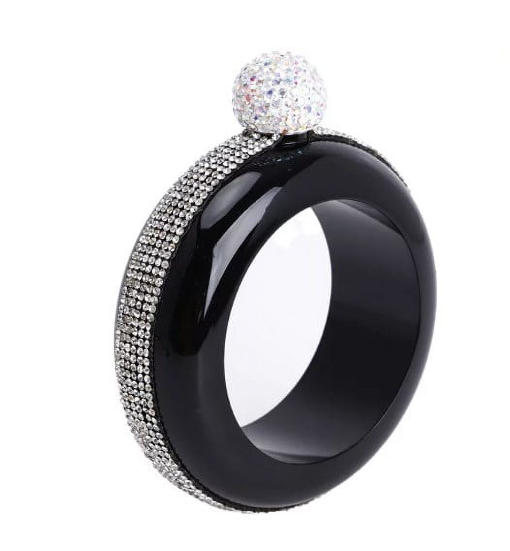 Women's Black Bracelet Flask, Stainless Steel, Hidden Liquor Alcohol ...