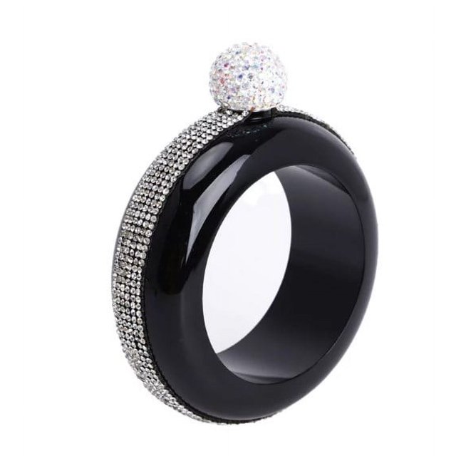Booze Bangle Women's Black Bracelet Flask, Stainless Steel, Hidden Liquor Alcohol ...