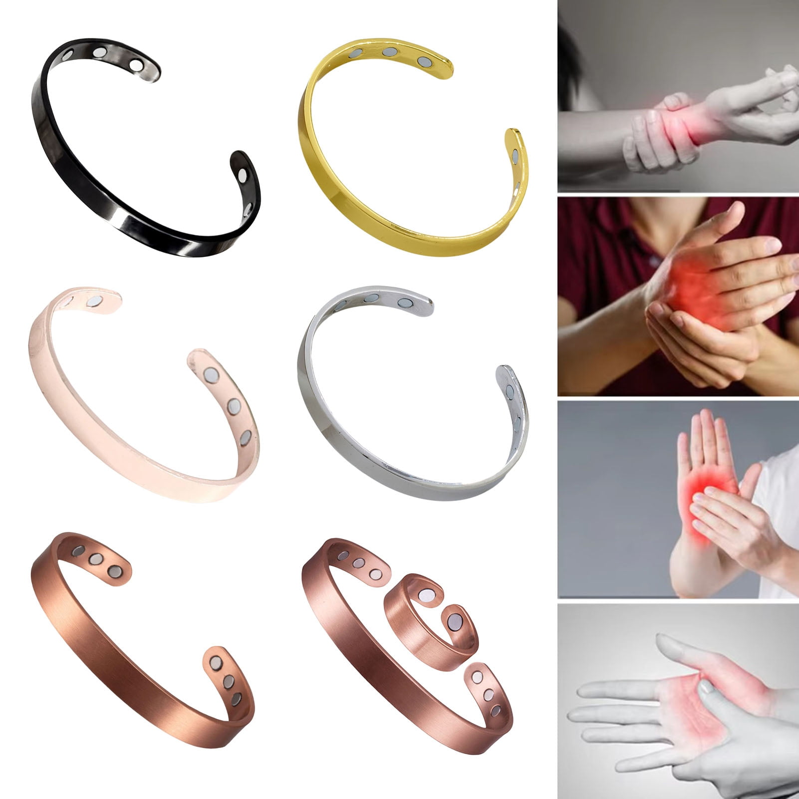 Bracelet Flexible Open Design Fits Any Finger Magnetic Loop with 6 ...