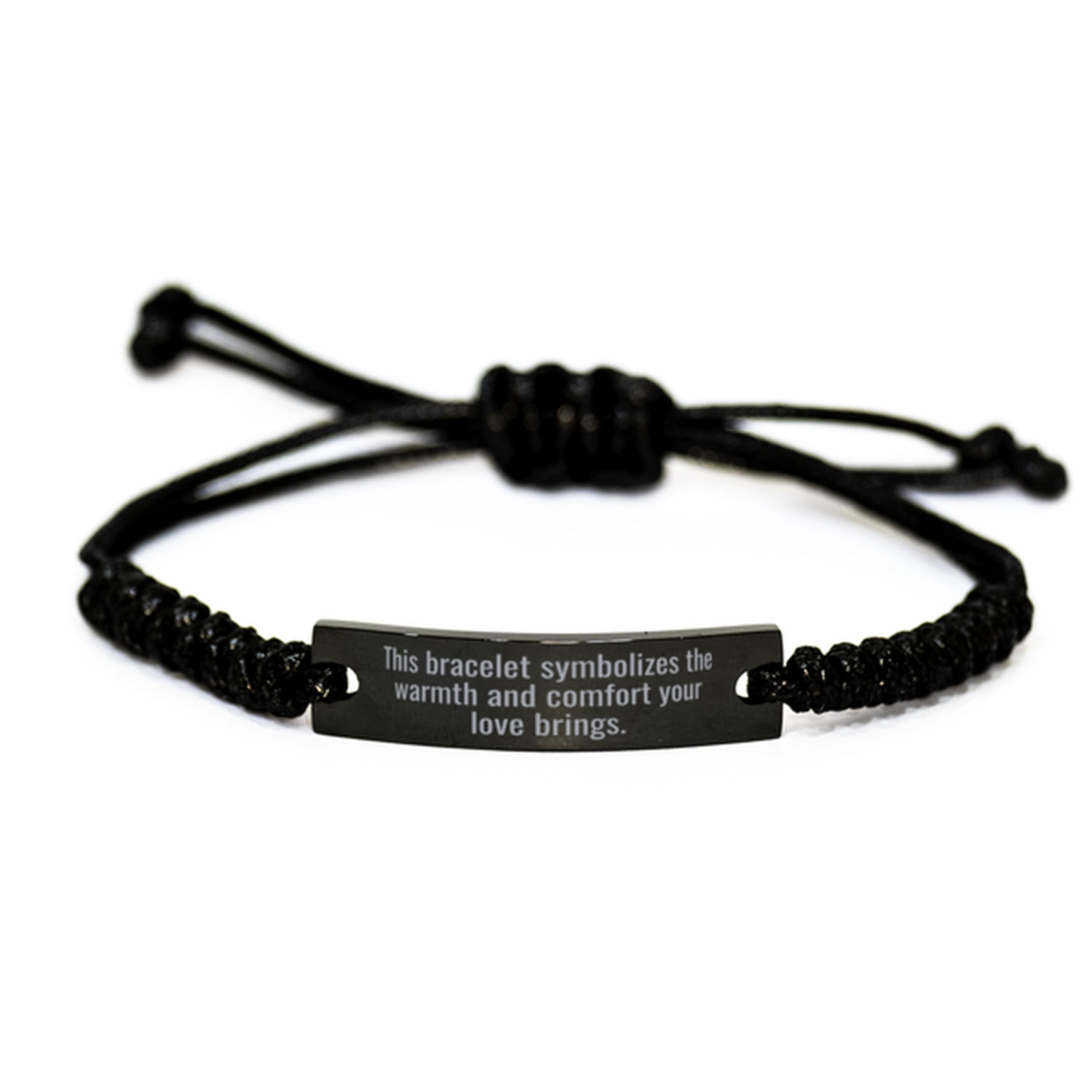 Bracelet For Men Anniversary Jewelry From Him Valentines Day Warmth Comfort Love Husband Boyfriend Black Rope Stainless Steel