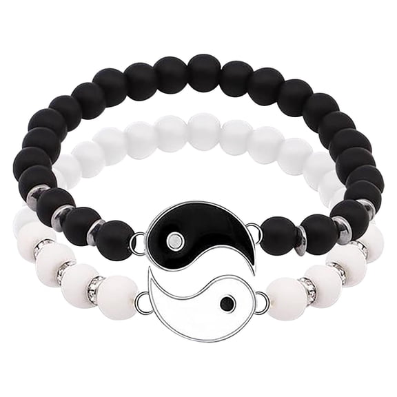 Bracelet for Friendship and Relationships Yin Matching Rope Bracelets for Lovers and Valentine's Day Adjustable and Accessories,7.08~10.23 inch,Black White