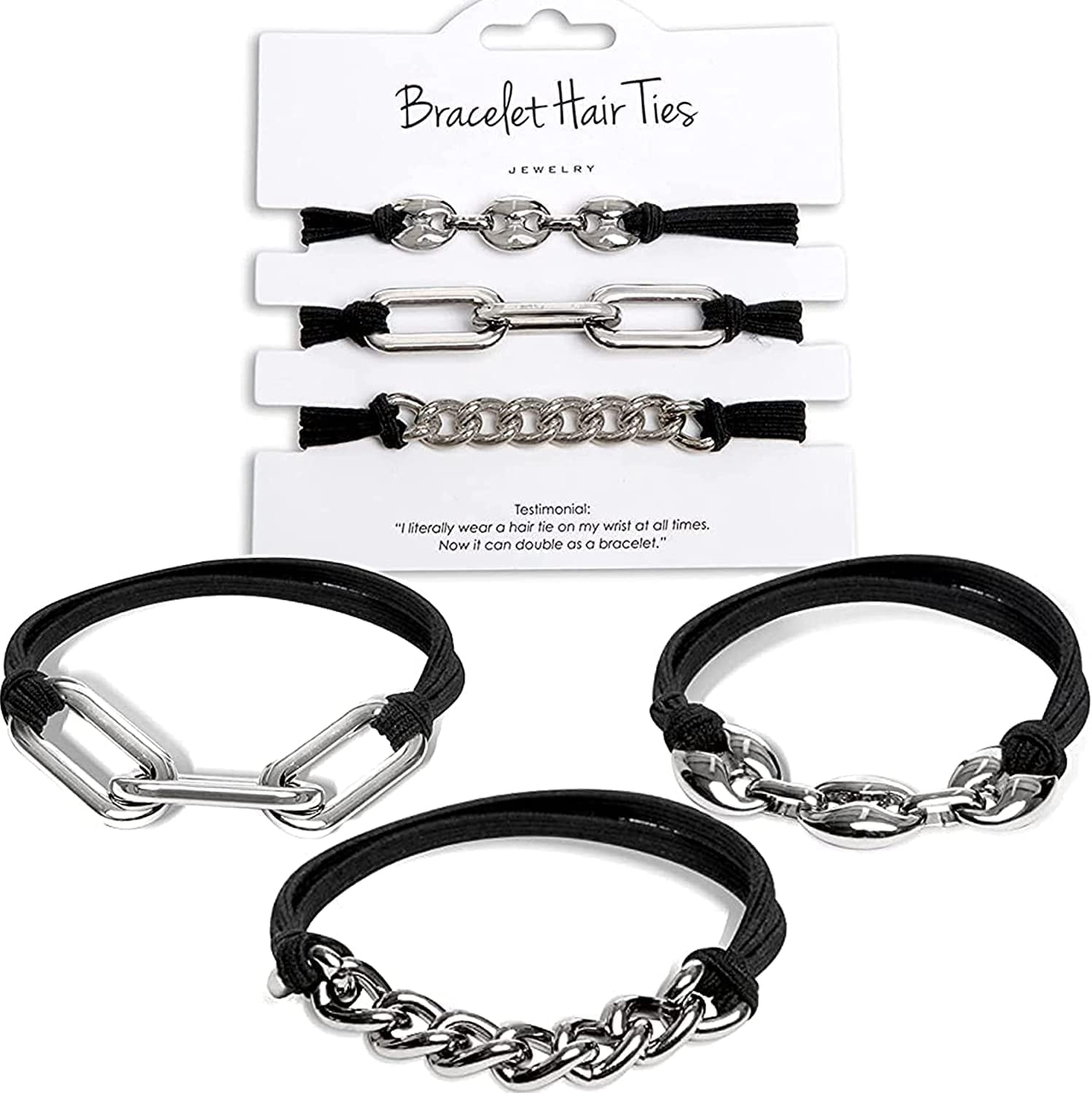 Bracelet Hair Ties With Beige Black Elastic, Looks Cute On Your Wrist