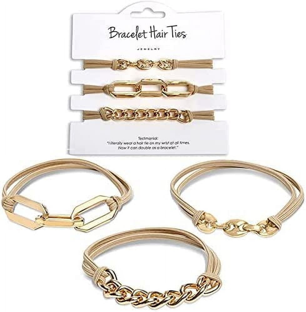 Bracelet Hair Ties With Beige Black Elastic, Looks Cute On Your Wrist