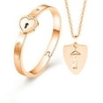 thumbnail image 1 of Bracelet Love Heart Lock Bangle Necklace Women's Men's Couple Key Necklace Set Titanium Steel Stainless Steel Jewelry Bracelet Valentine's Day Present, 1 of 6