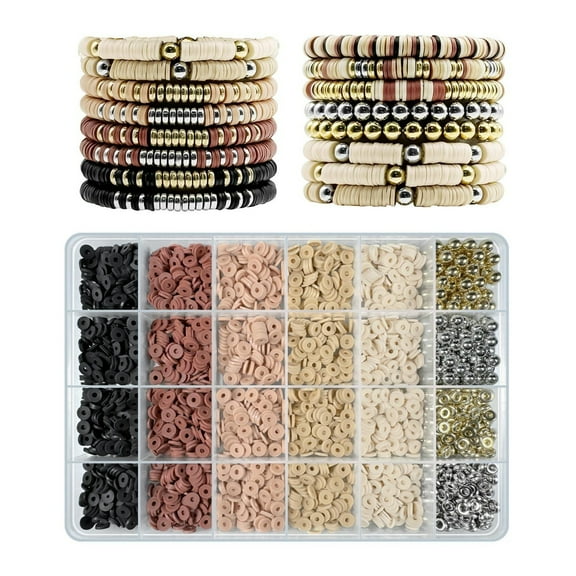 Bracelet Making Kit 3200Pcs,Clay Beads Bracelet Kit with Gold Beads and Sliver Beads, Swift Friendship Beads Bracelet Kit for Bracelets Making (Earth Tone),DIY Hand Tools Kits