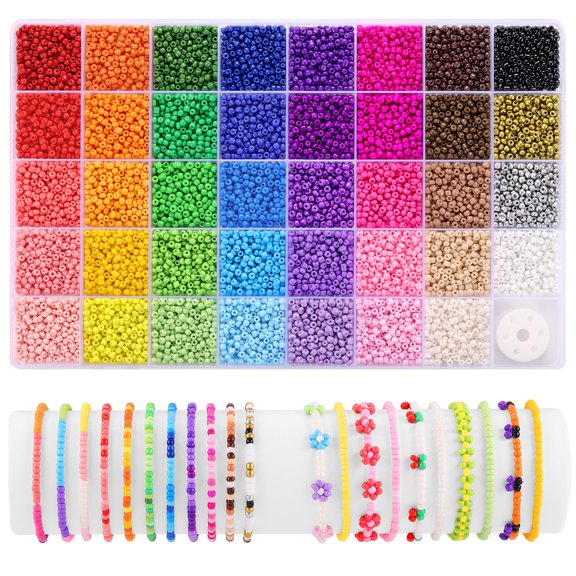 Bracelet Making Kit, 40 Colors Glass Seed Beads for Jewelry Making with Letter Beads, Friendship Bracelet Kit, Jewelry Making Supplies DIY Craft Beads Set, Valentine's Day Gift, 3mm