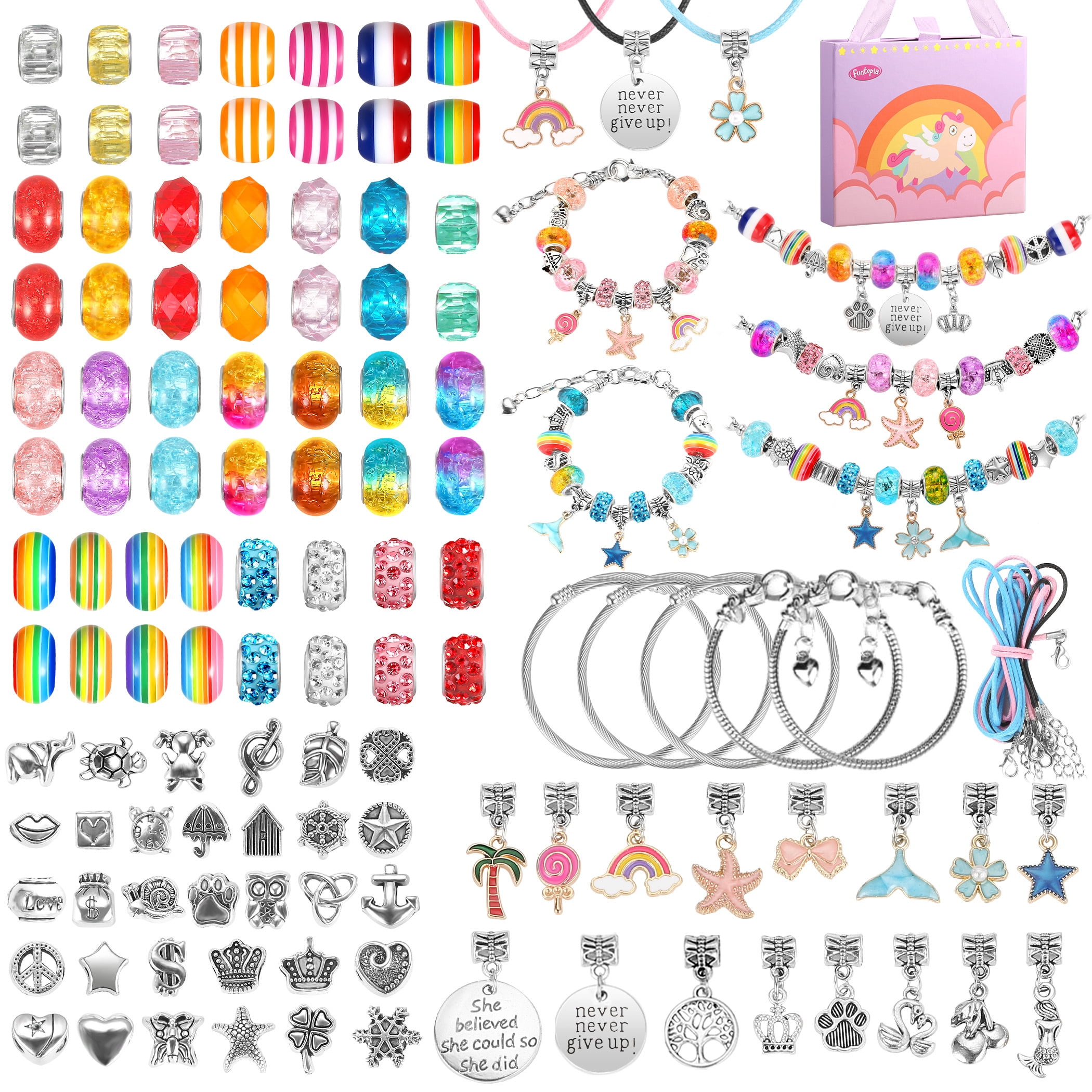 Charm Bracelet Making Kit For Teen Girls Trendy Stuff, Beads Bangle Bracelet  Making Kit For Beginners, Diy Unicorn Toy Craft Jewelry Making Kit Set Fo