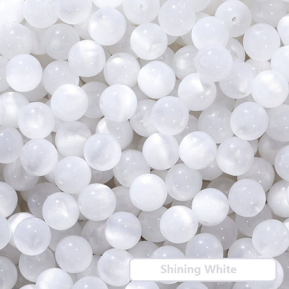 Bracelet Making Kit Glass Beads,Jewelry Making Supplies for Adults,8mm 20pcs Glass Beads For Bracelets 16 Colors Crystal Glass Beads,Round Glass Beads Jewelry Making(White 20pcs 0.3in/0.8cm)