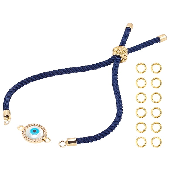 Bracelet Making Kit Including Nylon Cord Bracelet Making Brass Micro Pave Cubic Zirconia Links Golden 22pcs/box